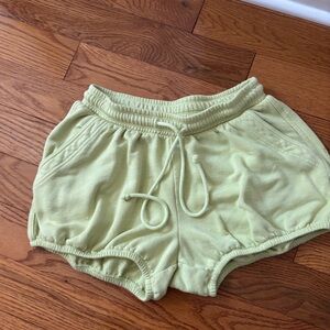 Light Lime Green Terry Drawstring Lounge Shorts